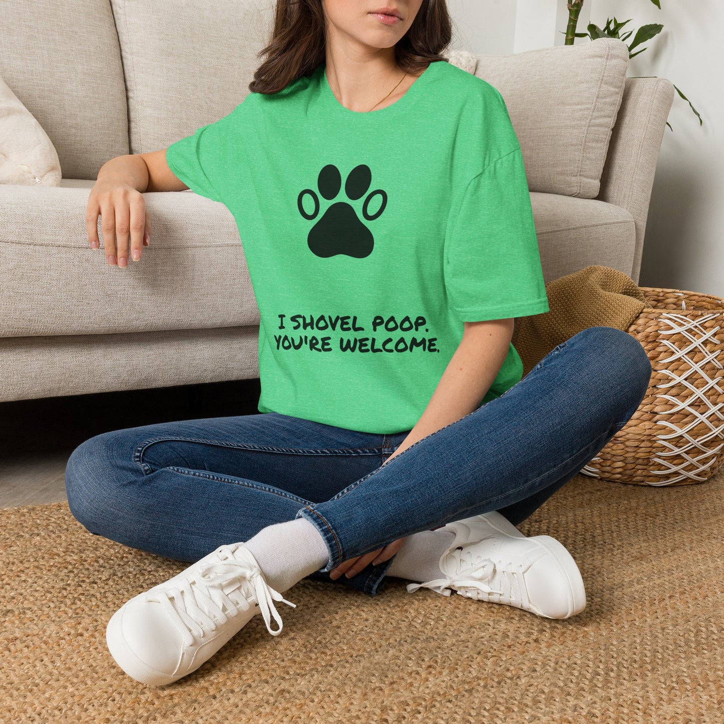 Paw Print T-Shirt — "I Shovel Poop, You're Welcome" Dog Lover Tee