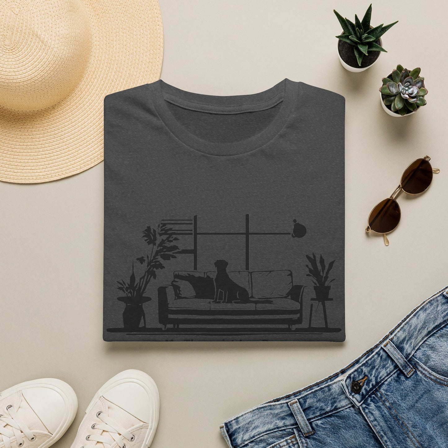 Dog Lover T‑Shirt — "My Therapist is a Dog" Living Room Silhouette Tee
