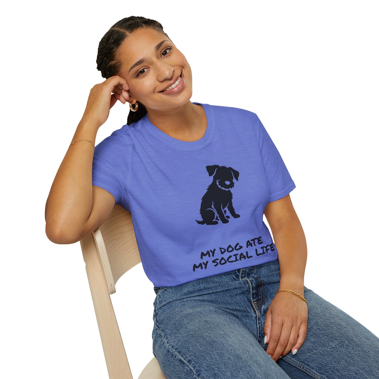 Dog Silhouette T-Shirt — "My Dog Ate My Social Life" Cute Pet Lover Tee