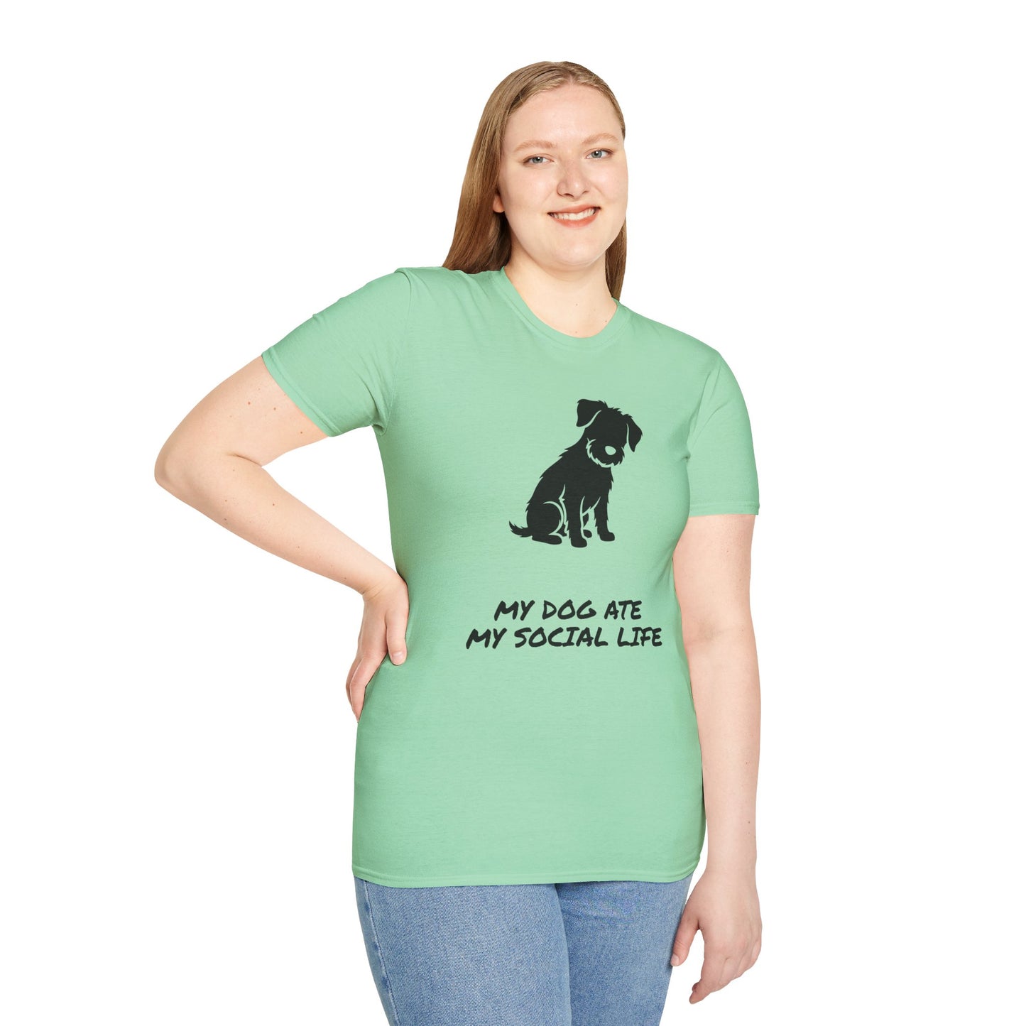 Dog Silhouette T-Shirt — "My Dog Ate My Social Life" Cute Pet Lover Tee