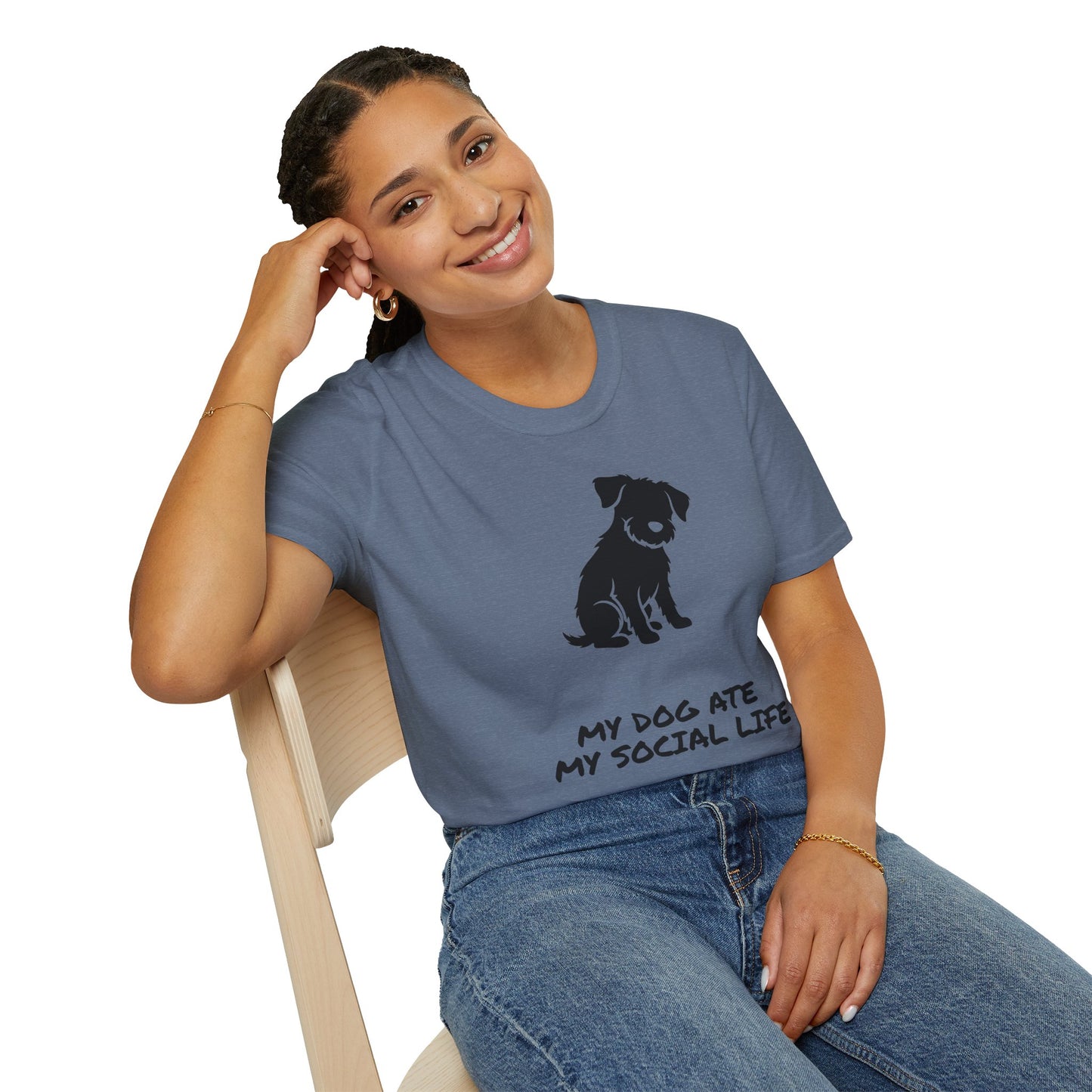 Dog Silhouette T-Shirt — "My Dog Ate My Social Life" Cute Pet Lover Tee