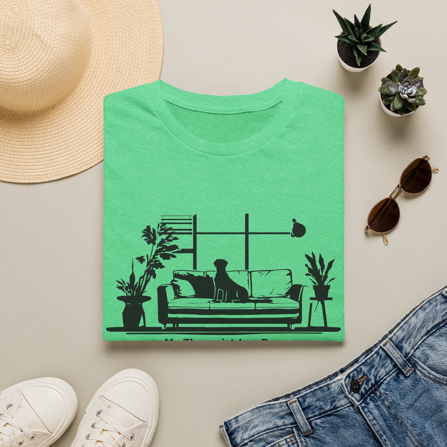 Dog Lover T‑Shirt — "My Therapist is a Dog" Living Room Silhouette Tee