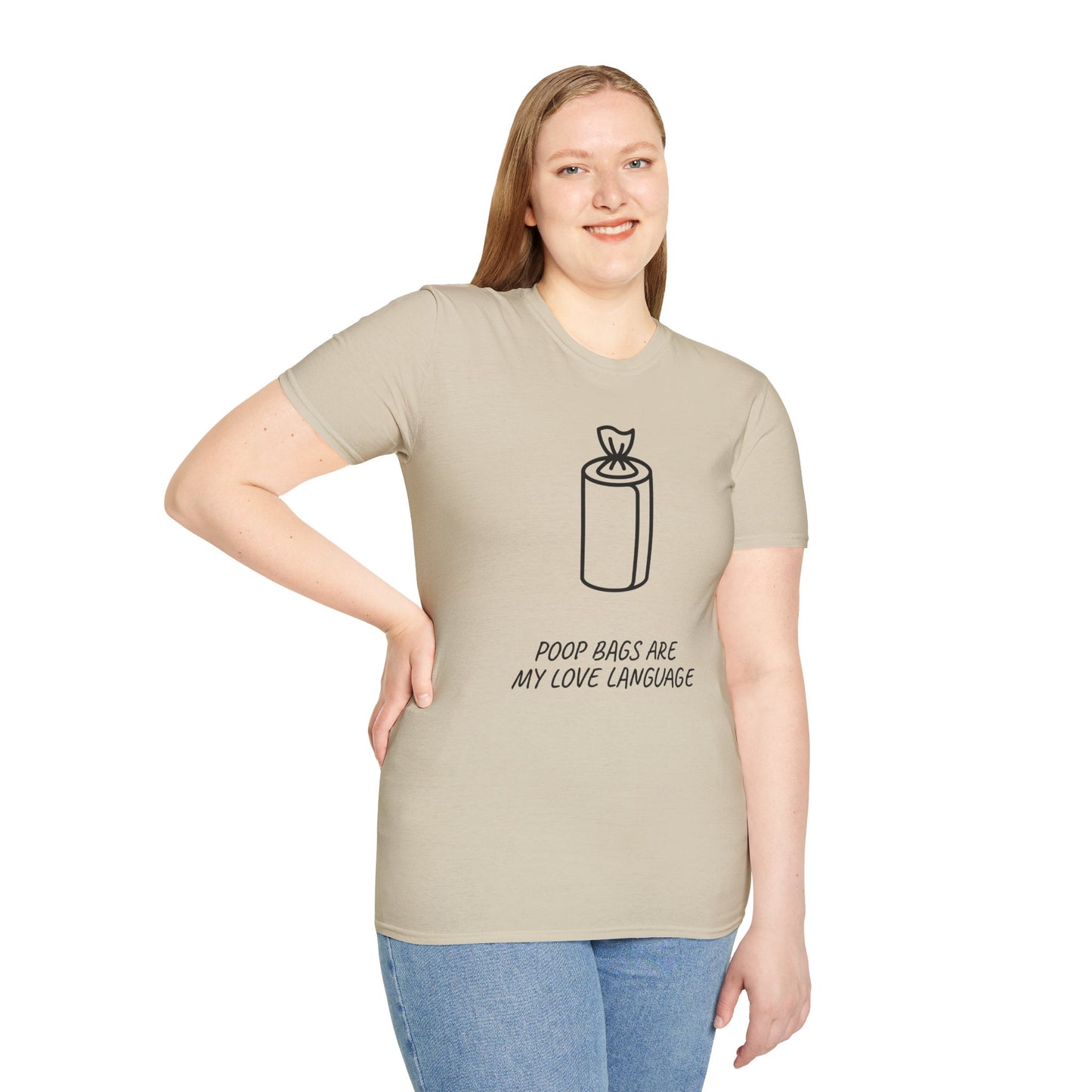 Poop Bags Are My Love Language T‑Shirt — Funny Dog Mom Pet Waste Bag Tee