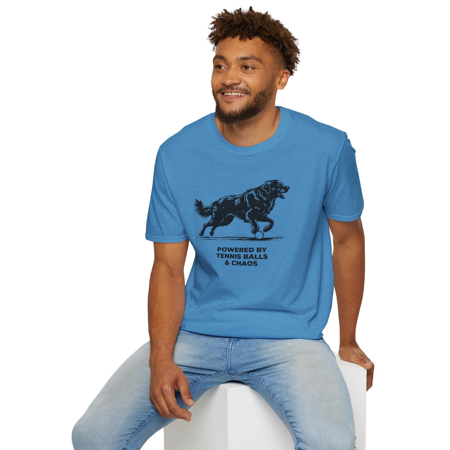 Retriever T‑Shirt — "Powered by Tennis Balls & Chaos" Graphic Tee