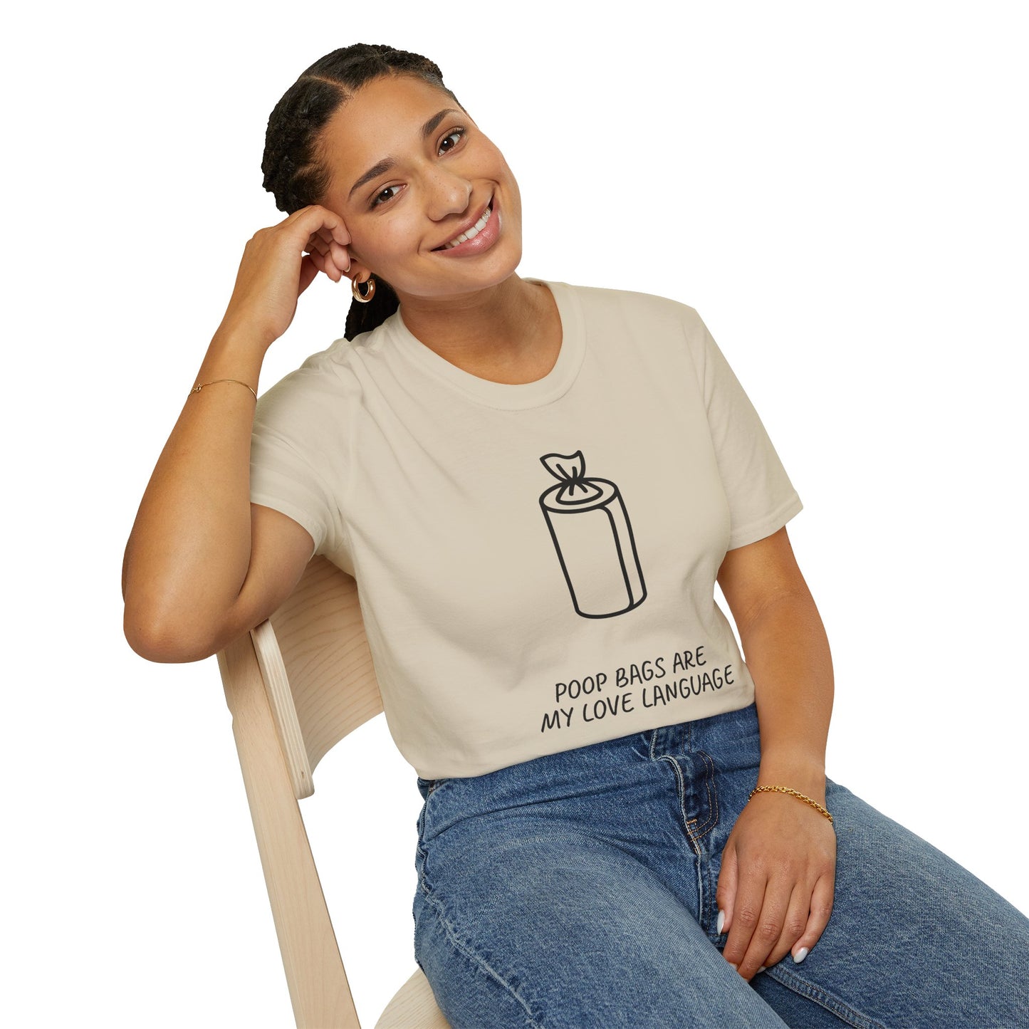 Poop Bags Are My Love Language T‑Shirt — Funny Dog Mom Pet Waste Bag Tee