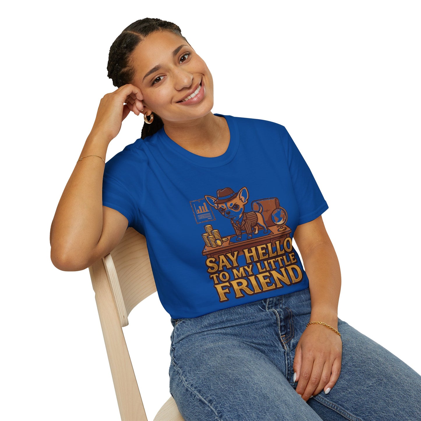 Chihuahua Boss Graphic T-Shirt — "Say Hello to My Little Friend"