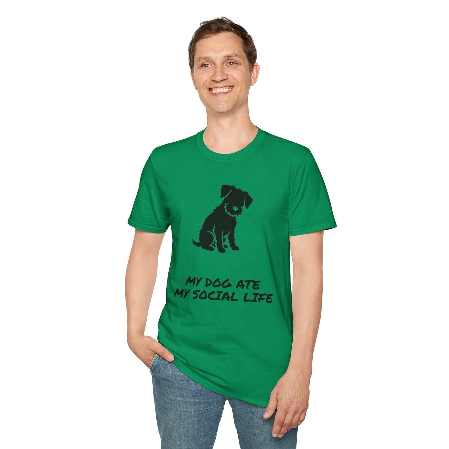 Dog Silhouette T-Shirt — "My Dog Ate My Social Life" Cute Pet Lover Tee