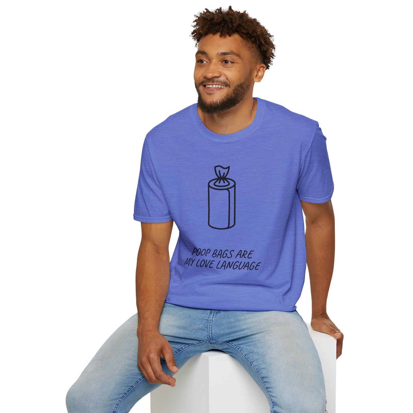 Poop Bags Are My Love Language T‑Shirt — Funny Dog Mom Pet Waste Bag Tee