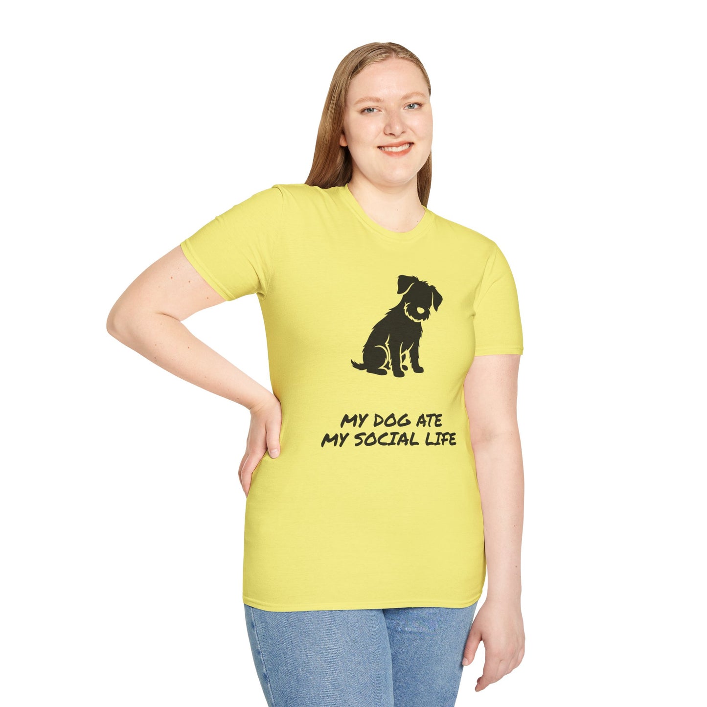 Dog Silhouette T-Shirt — "My Dog Ate My Social Life" Cute Pet Lover Tee