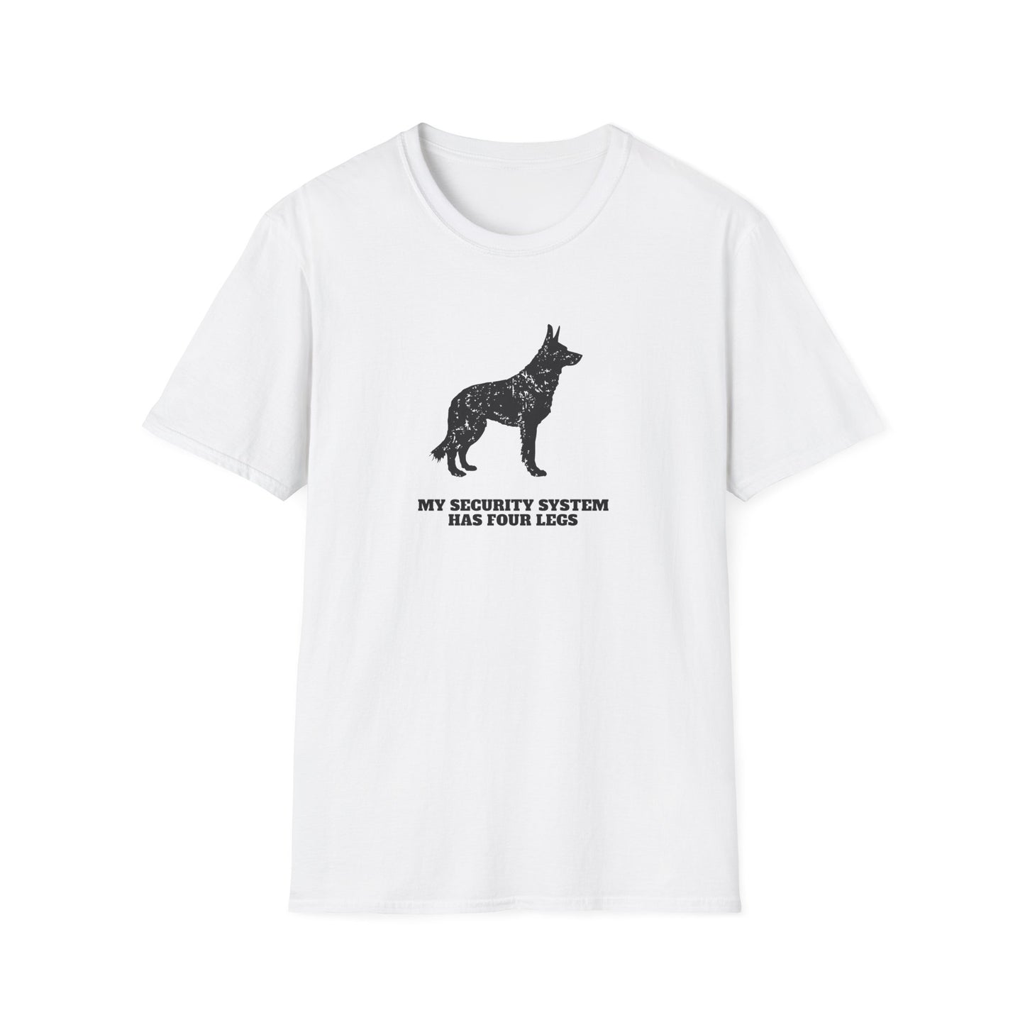 Dog Security T-Shirt — “My Security System Has Four Legs” Graphic Tee