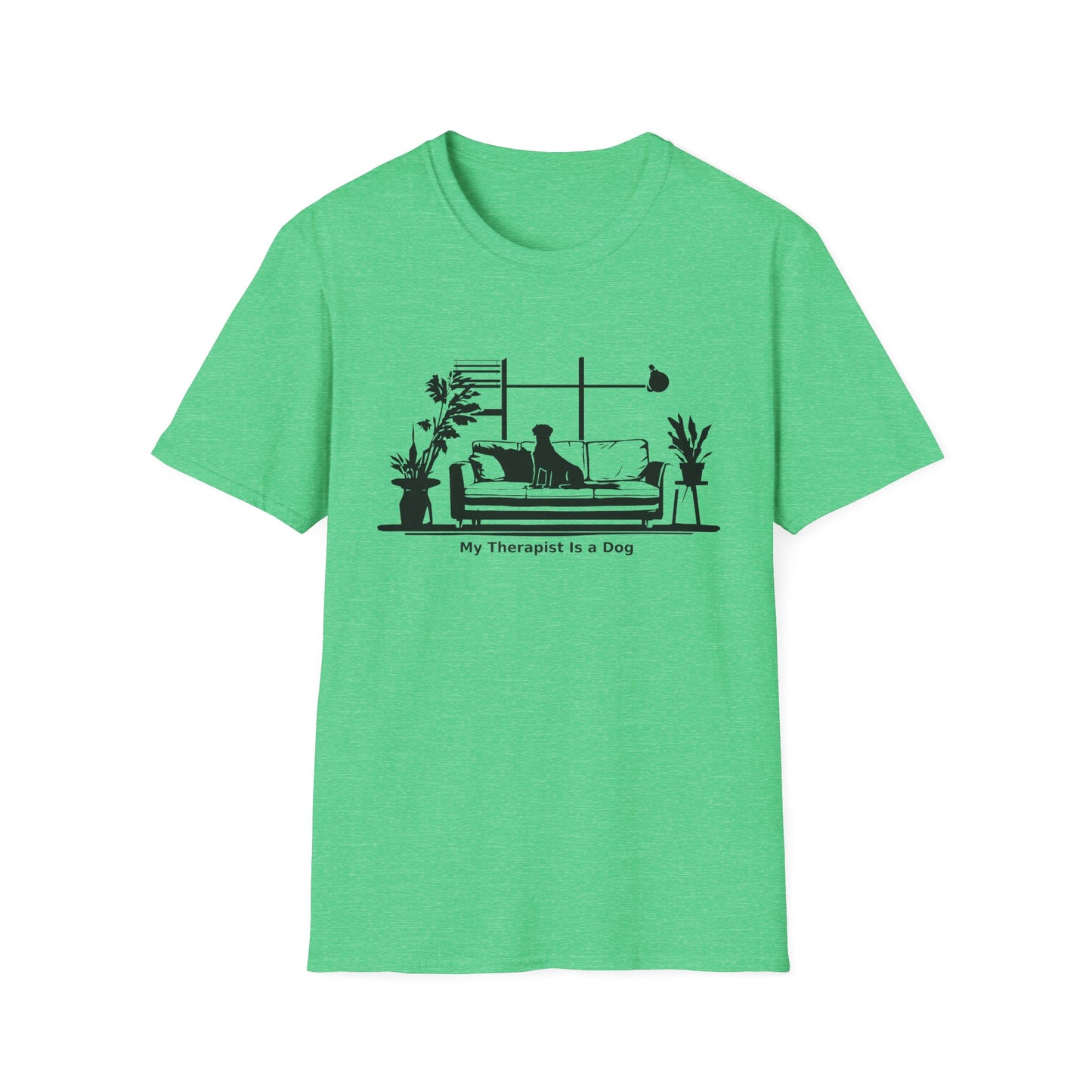 Dog Lover T‑Shirt — "My Therapist is a Dog" Living Room Silhouette Tee