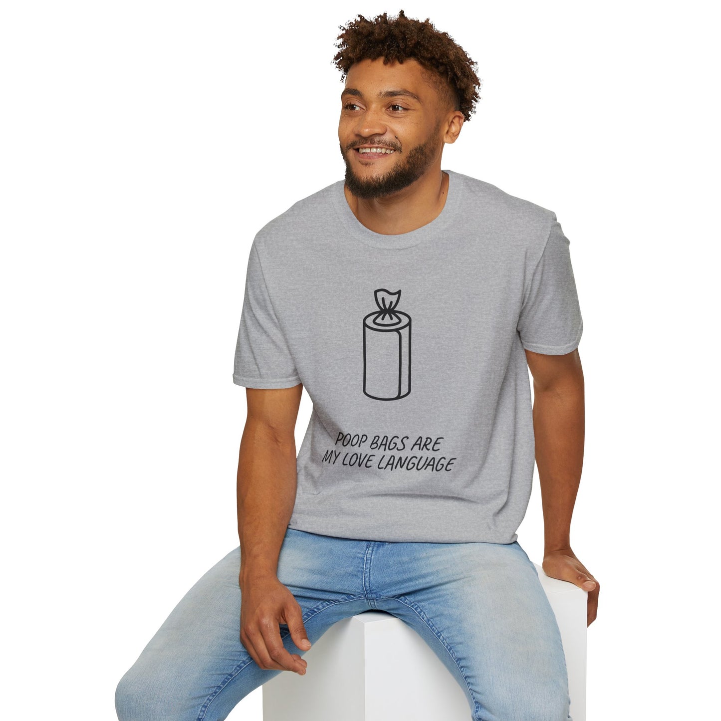 Poop Bags Are My Love Language T‑Shirt — Funny Dog Mom Pet Waste Bag Tee