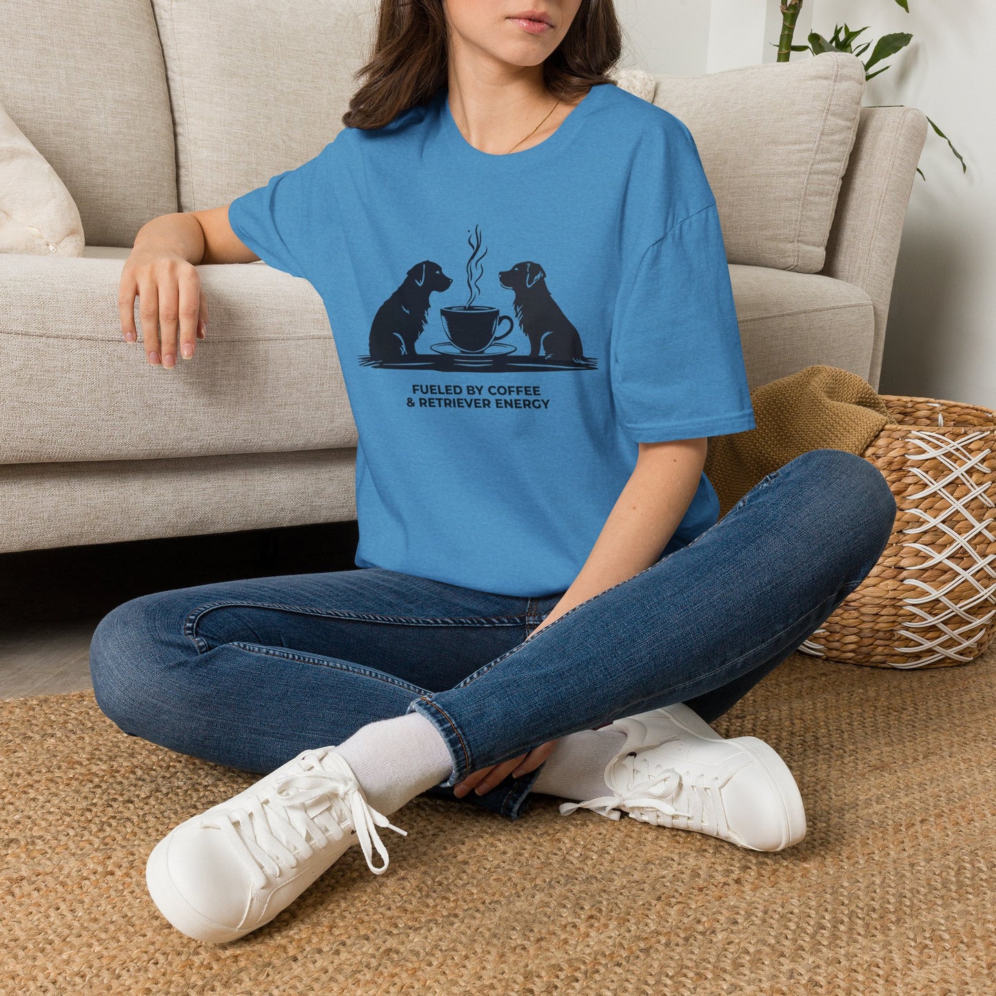 Coffee & Retriever T-Shirt — "Fueled by Coffee & Retriever Energy"
