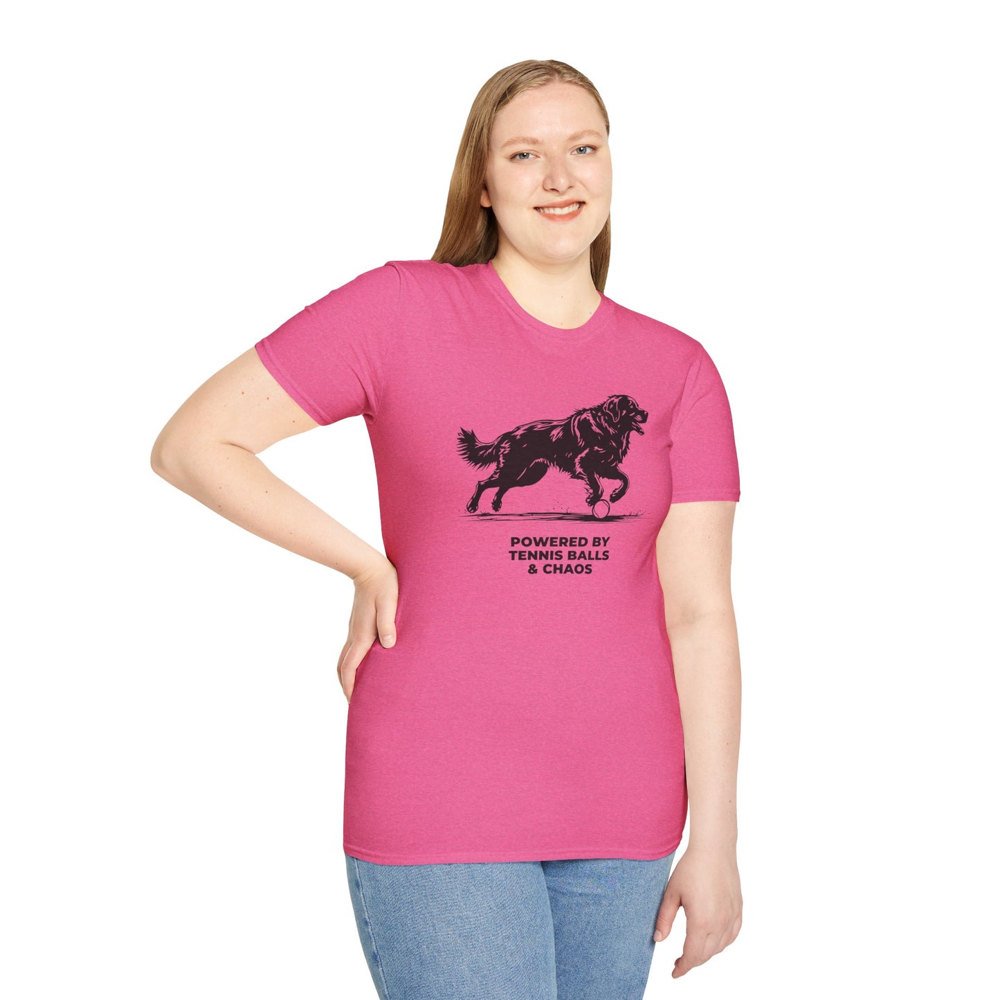 Retriever T‑Shirt — "Powered by Tennis Balls & Chaos" Graphic Tee