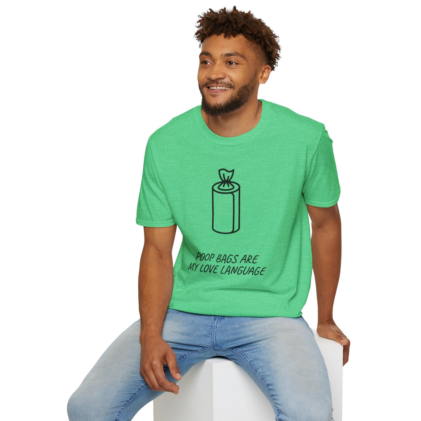 Poop Bags Are My Love Language T‑Shirt — Funny Dog Mom Pet Waste Bag Tee