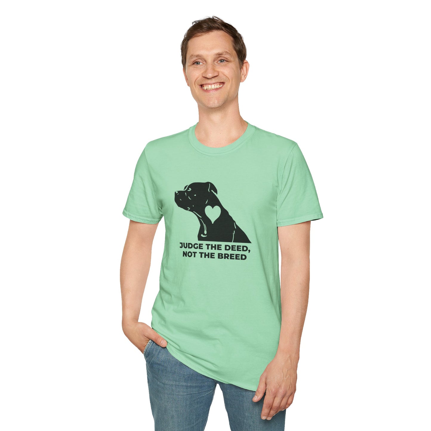 T‑Shirt — “Judge the Deed Not the Breed” Dog Rescue Tee