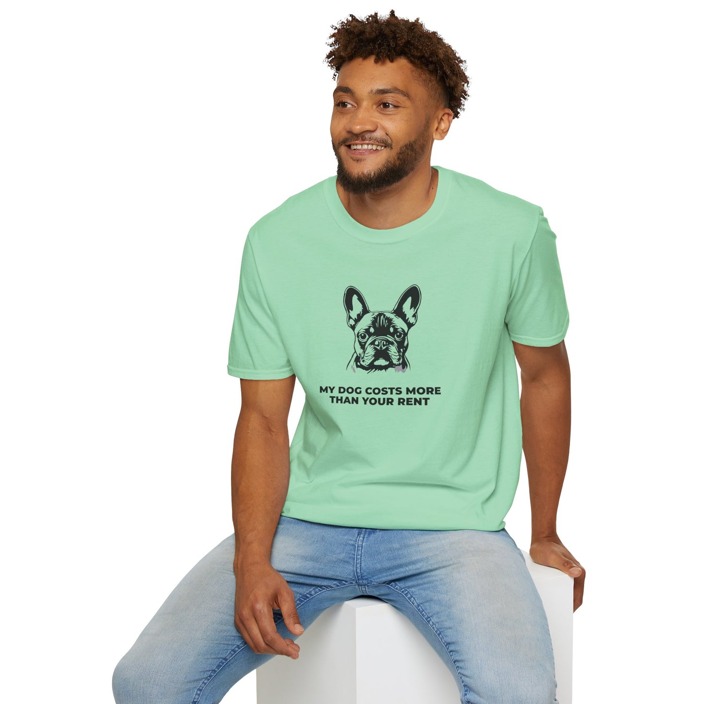 French Bulldog T-Shirt — "My Dog Costs More Than Your Rent" Cute Pet Lover Tee