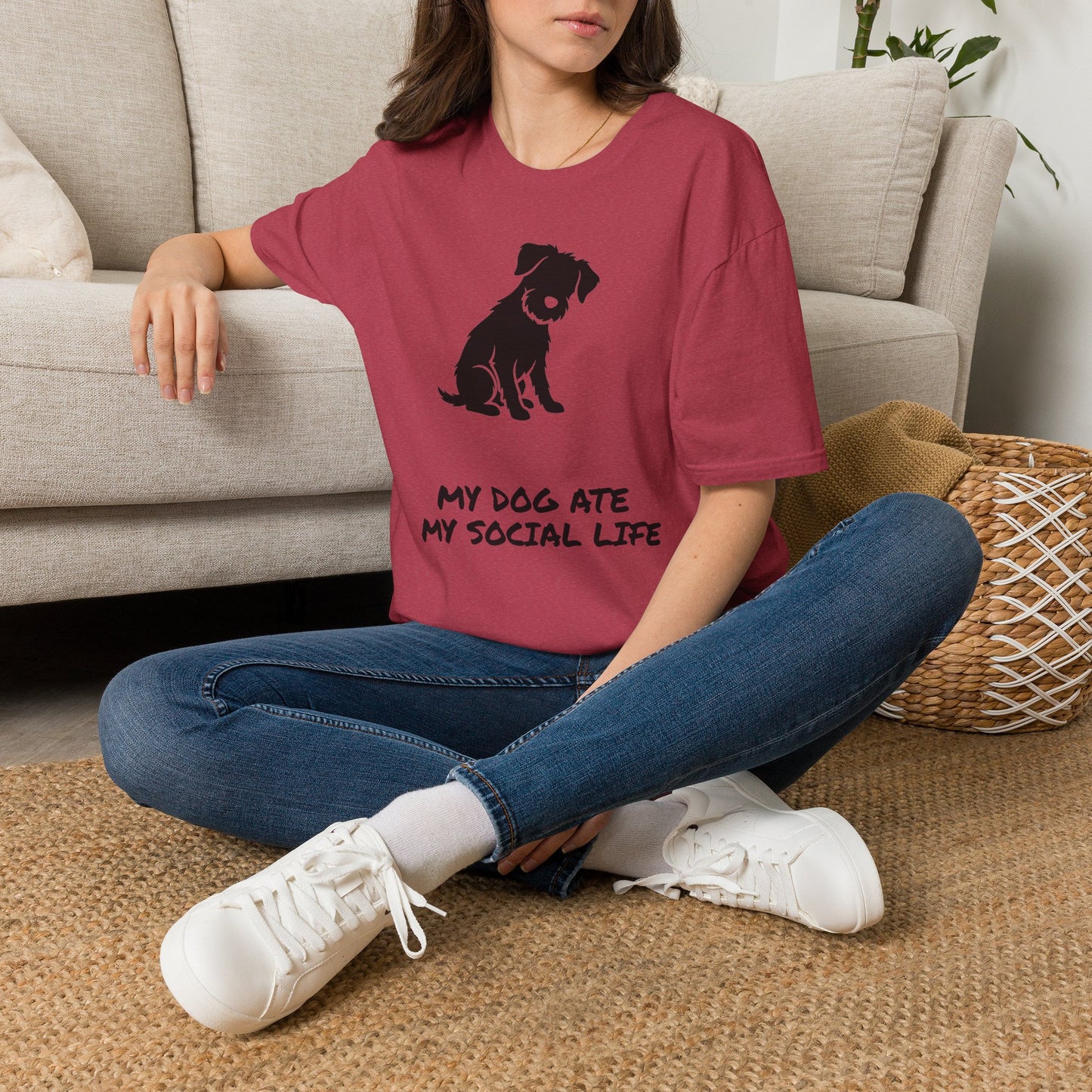 Dog Silhouette T-Shirt — "My Dog Ate My Social Life" Cute Pet Lover Tee