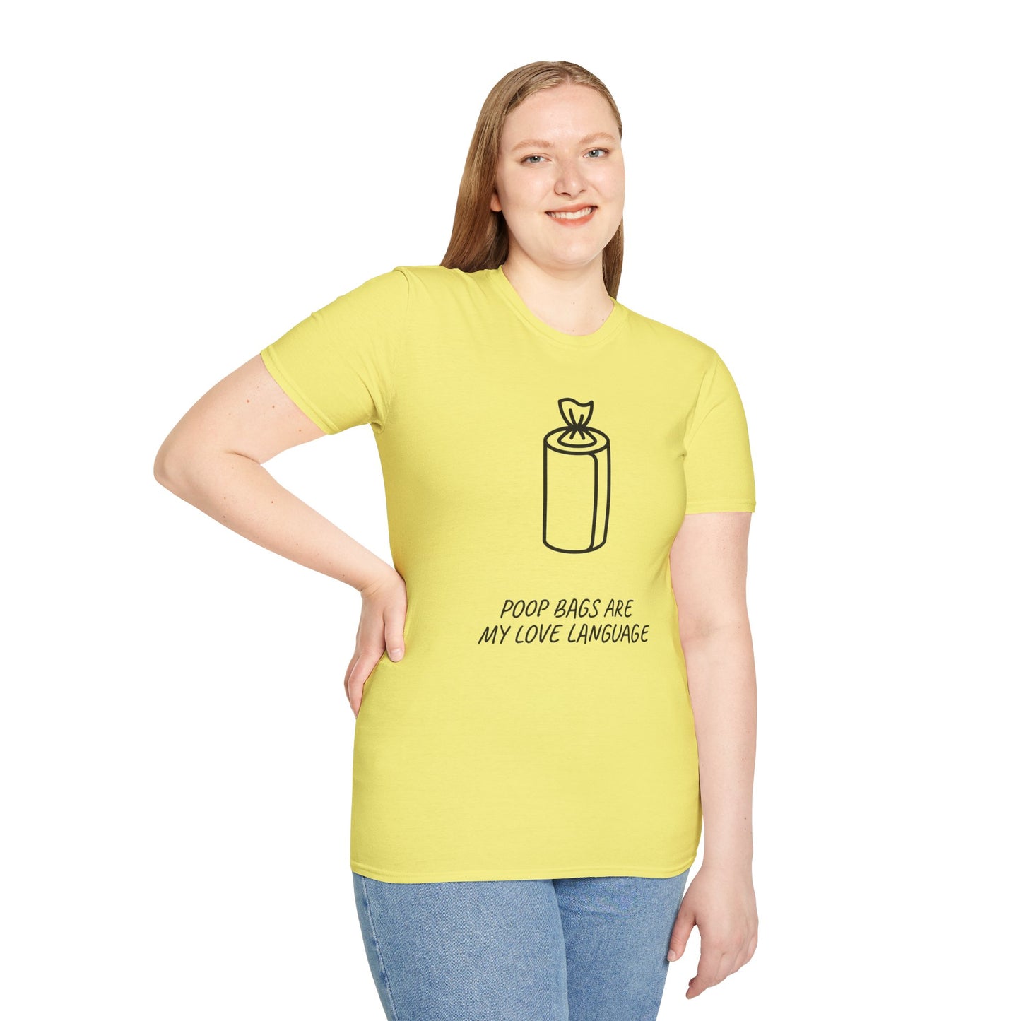 Poop Bags Are My Love Language T‑Shirt — Funny Dog Mom Pet Waste Bag Tee
