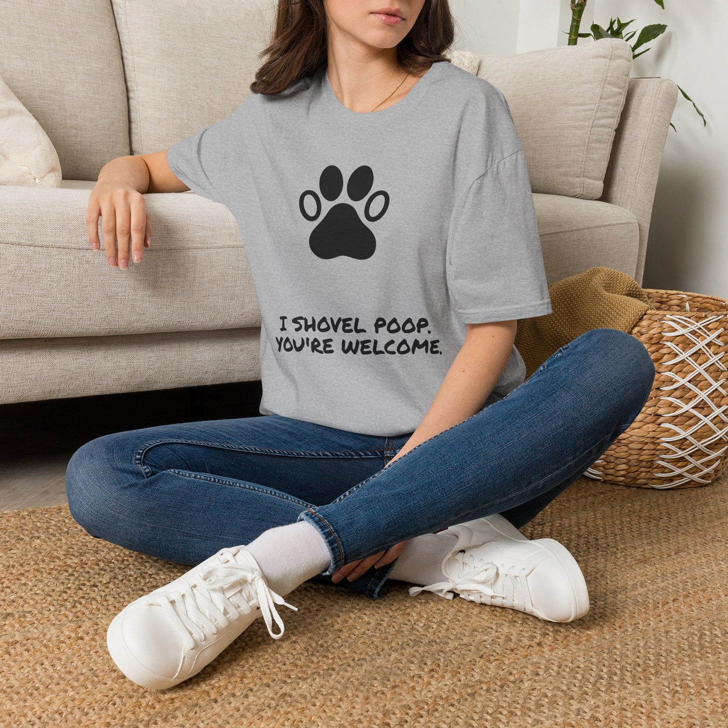 Paw Print T-Shirt — "I Shovel Poop, You're Welcome" Dog Lover Tee