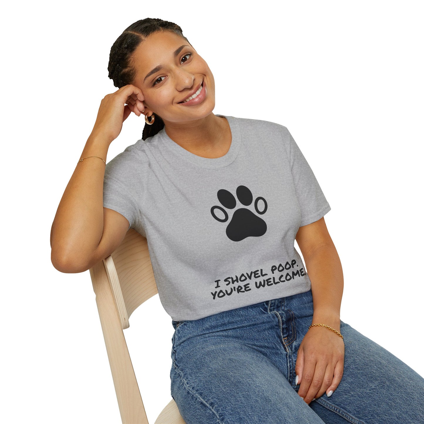 Paw Print T-Shirt — "I Shovel Poop, You're Welcome" Dog Lover Tee