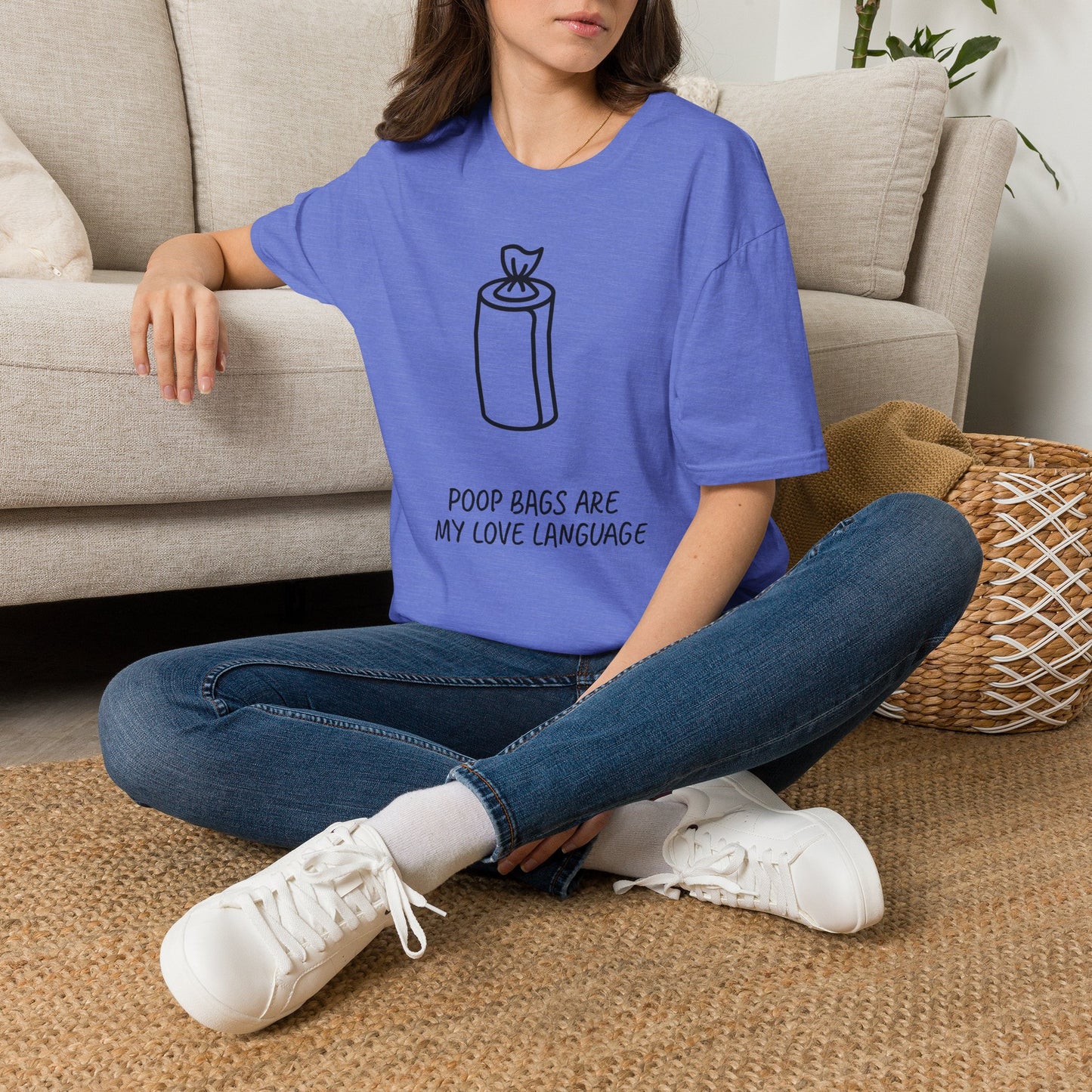 Poop Bags Are My Love Language T‑Shirt — Funny Dog Mom Pet Waste Bag Tee