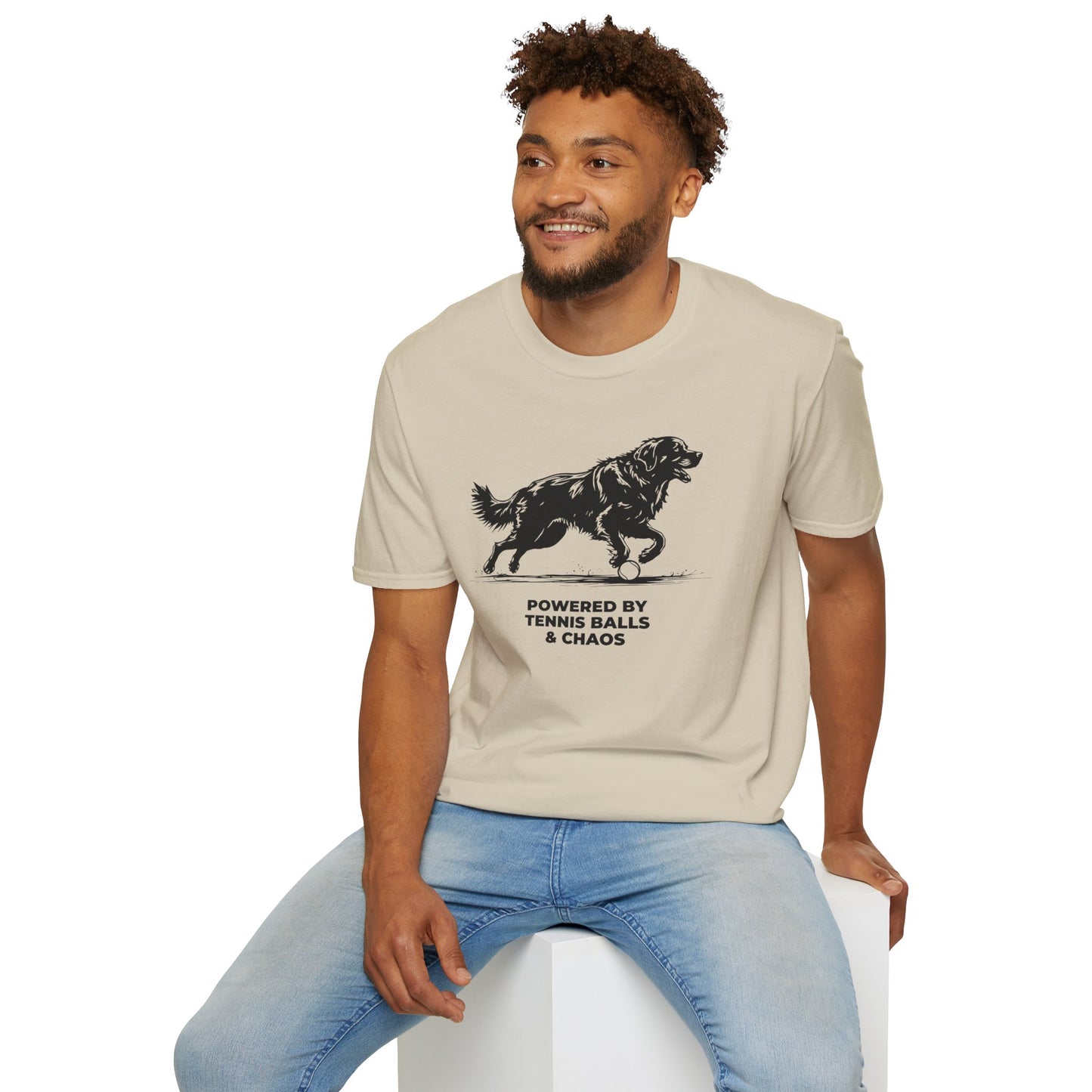 Retriever T‑Shirt — "Powered by Tennis Balls & Chaos" Graphic Tee