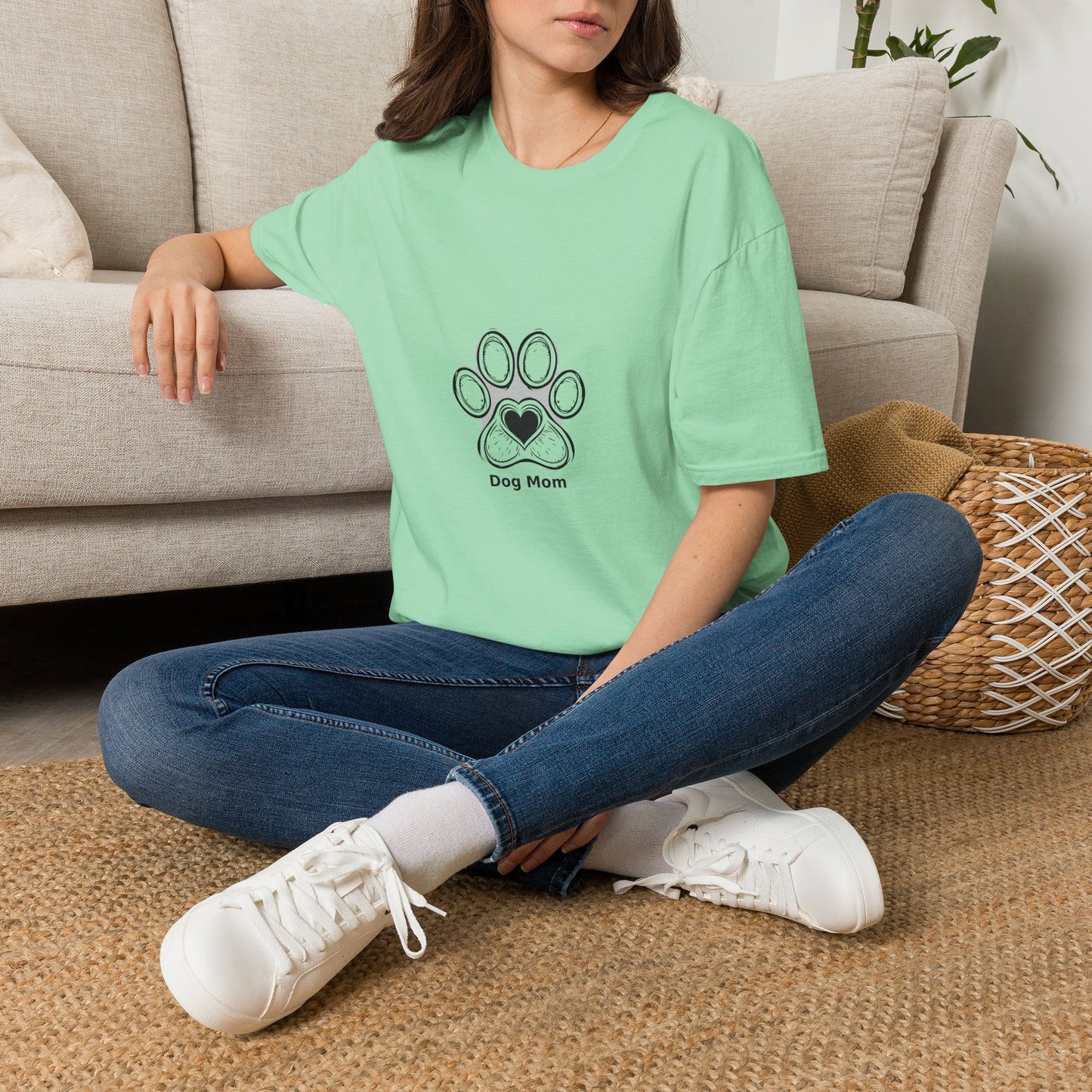 Dog Mom T-Shirt — Cute Paw Print Heart Tee for Pet Lovers
