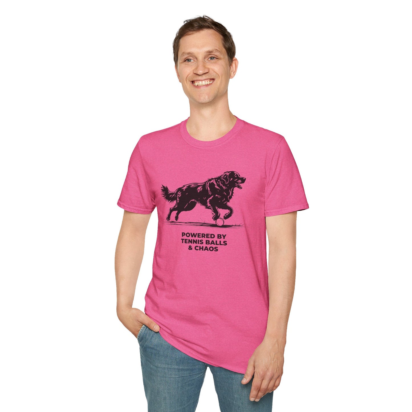 Retriever T‑Shirt — "Powered by Tennis Balls & Chaos" Graphic Tee