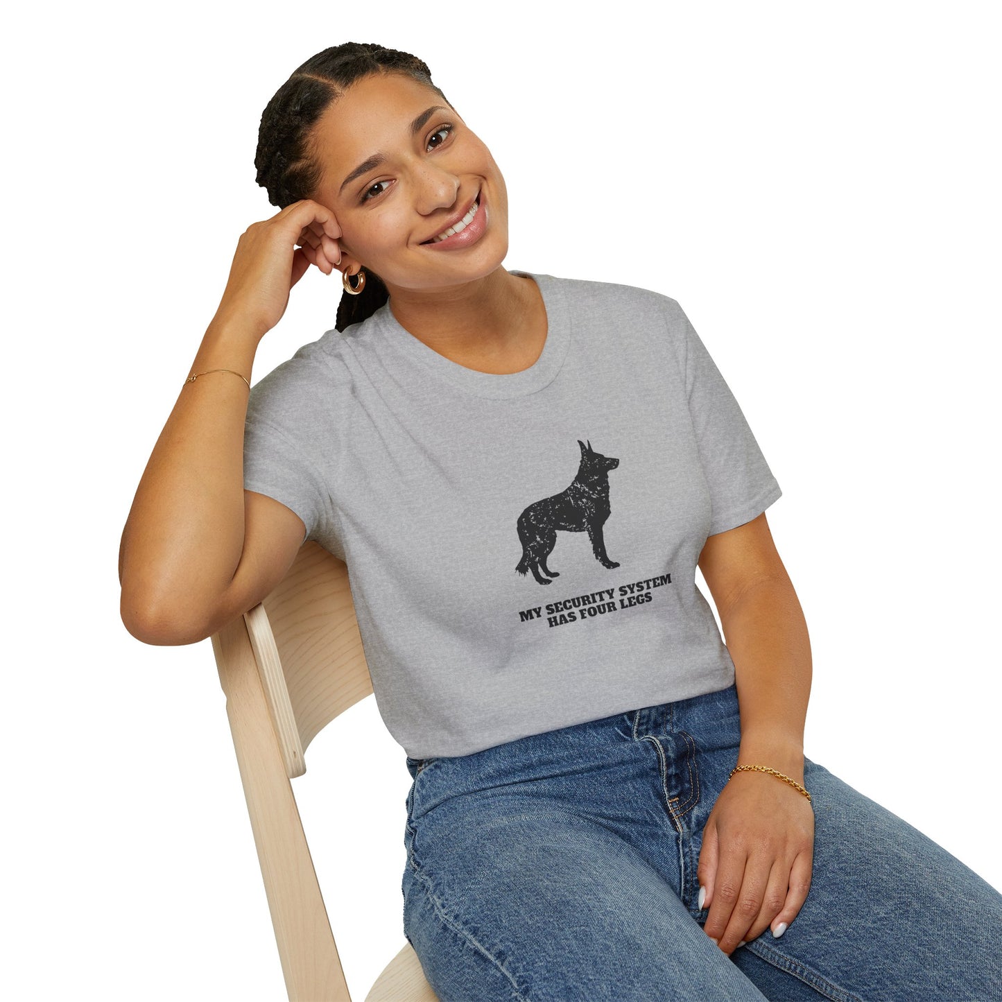 Dog Security T-Shirt — “My Security System Has Four Legs” Graphic Tee