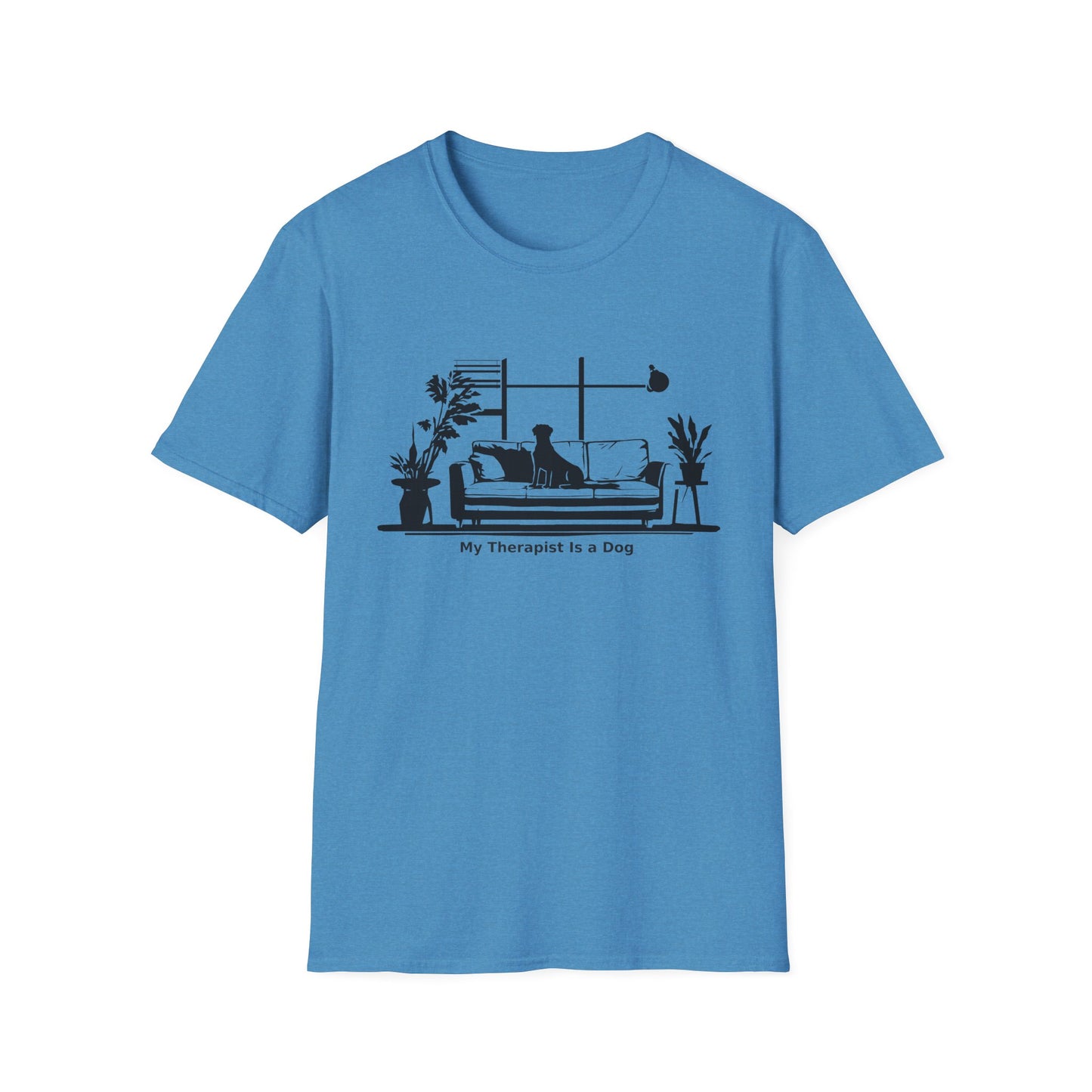 Dog Lover T‑Shirt — "My Therapist is a Dog" Living Room Silhouette Tee