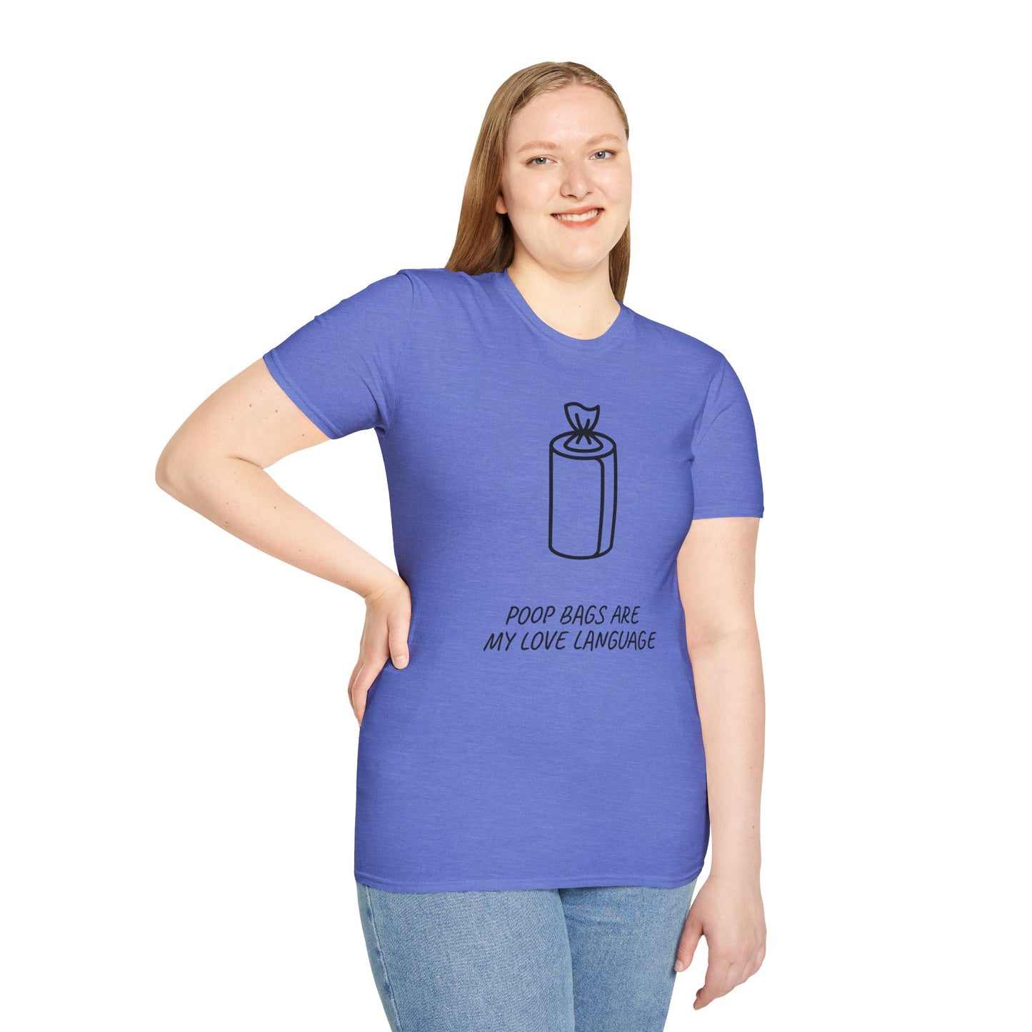Poop Bags Are My Love Language T‑Shirt — Funny Dog Mom Pet Waste Bag Tee