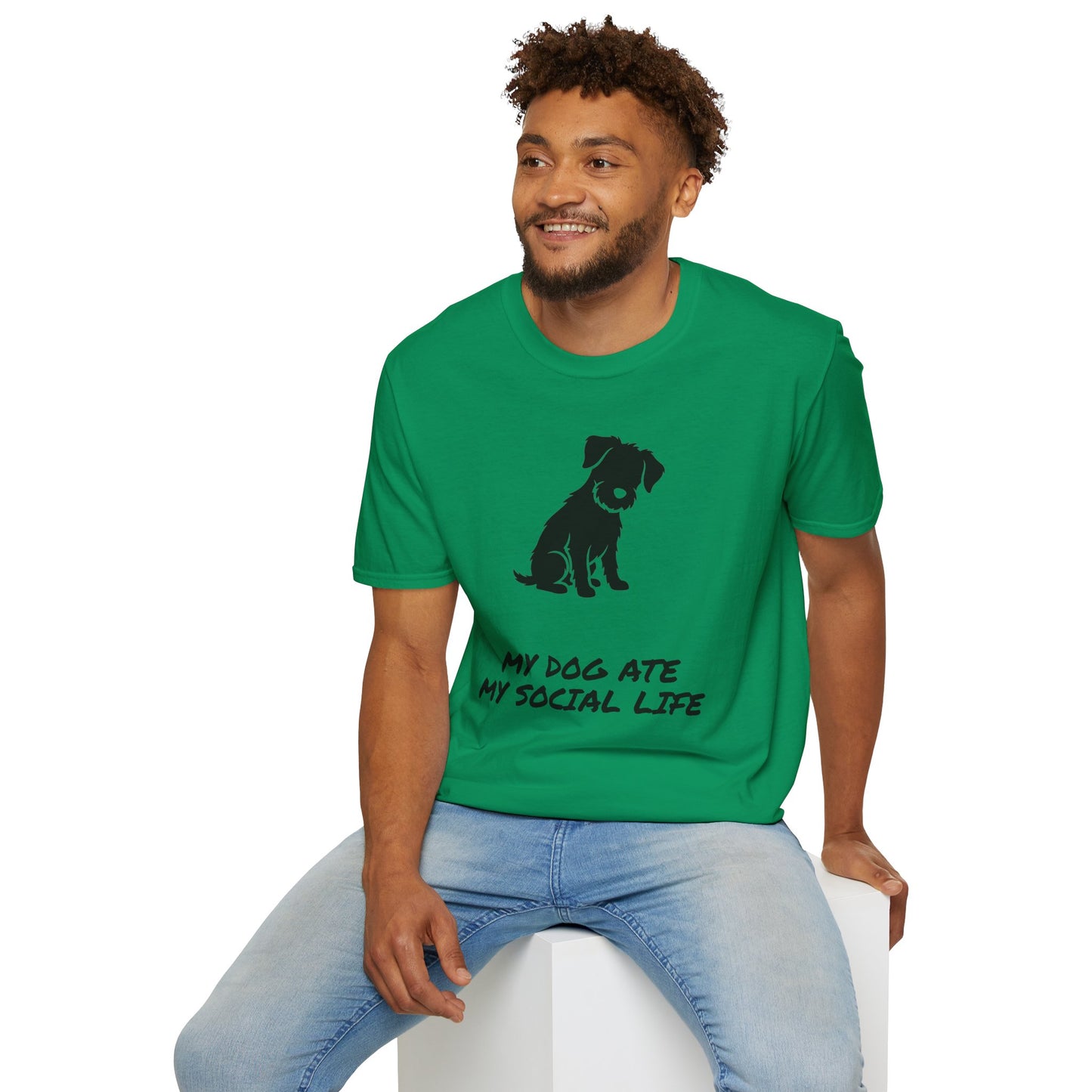 Dog Silhouette T-Shirt — "My Dog Ate My Social Life" Cute Pet Lover Tee