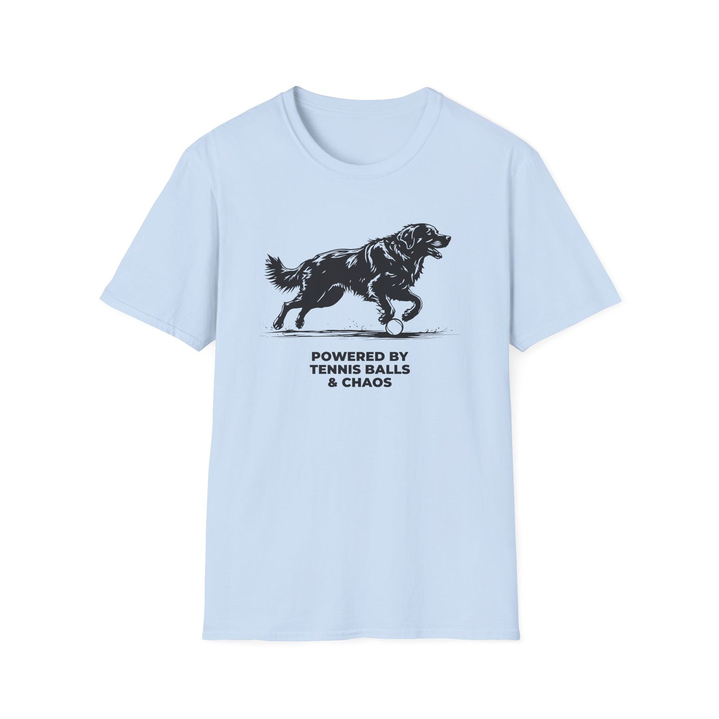 Retriever T‑Shirt — "Powered by Tennis Balls & Chaos" Graphic Tee