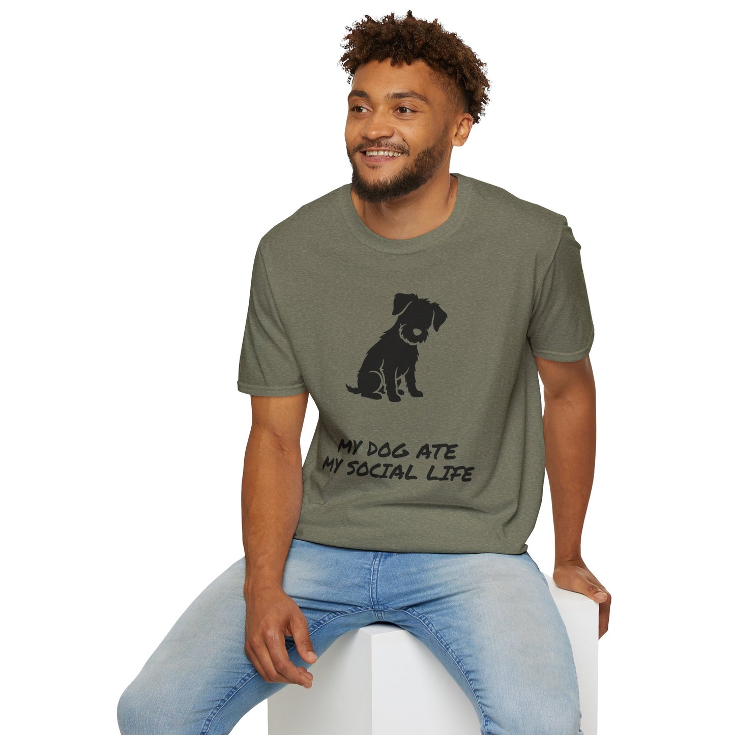 Dog Silhouette T-Shirt — "My Dog Ate My Social Life" Cute Pet Lover Tee
