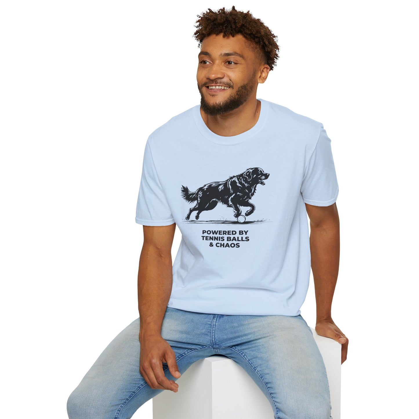 Retriever T‑Shirt — "Powered by Tennis Balls & Chaos" Graphic Tee