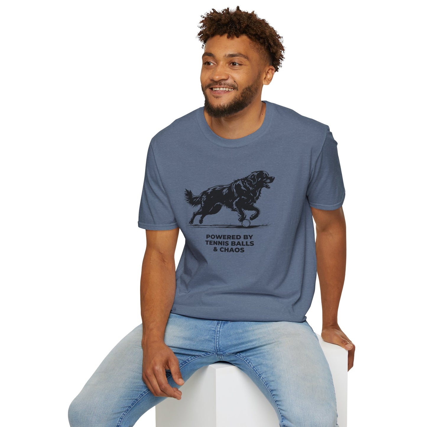 Retriever T‑Shirt — "Powered by Tennis Balls & Chaos" Graphic Tee