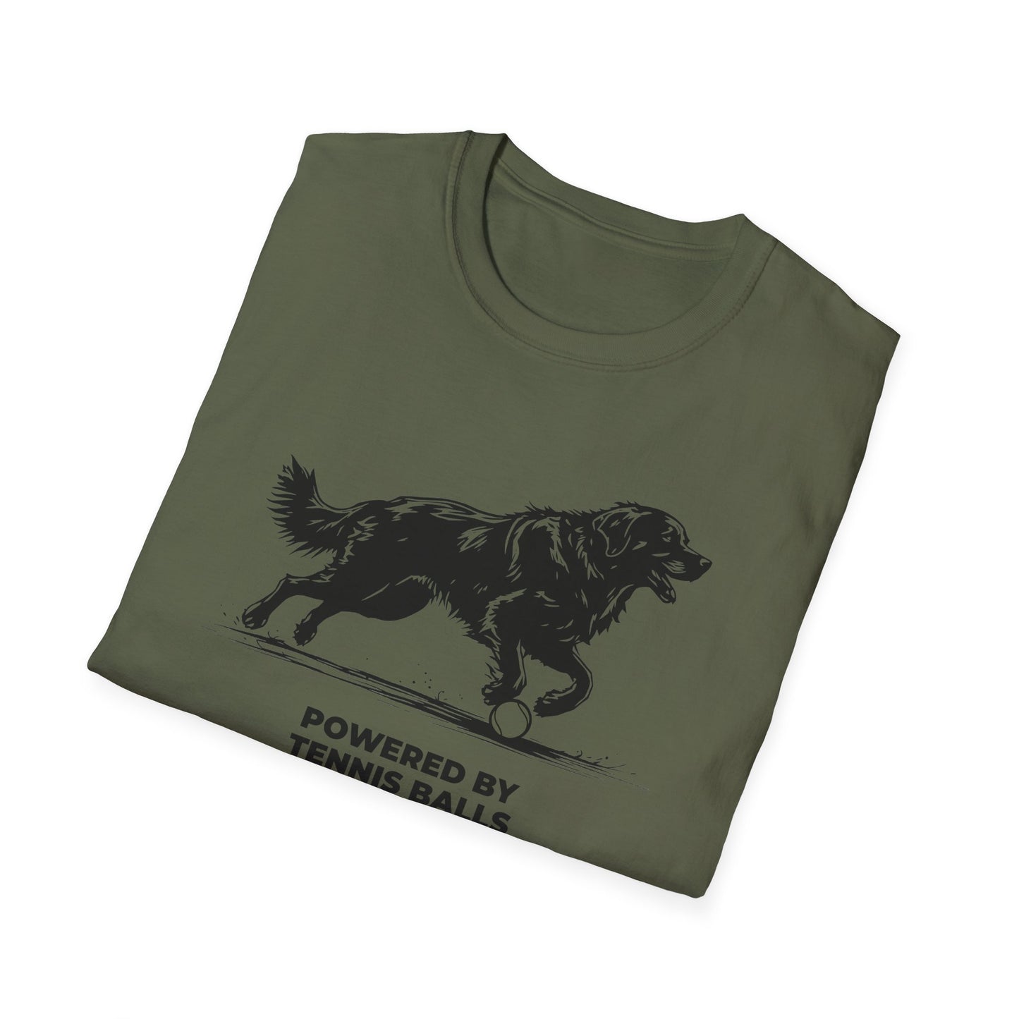 Retriever T‑Shirt — "Powered by Tennis Balls & Chaos" Graphic Tee