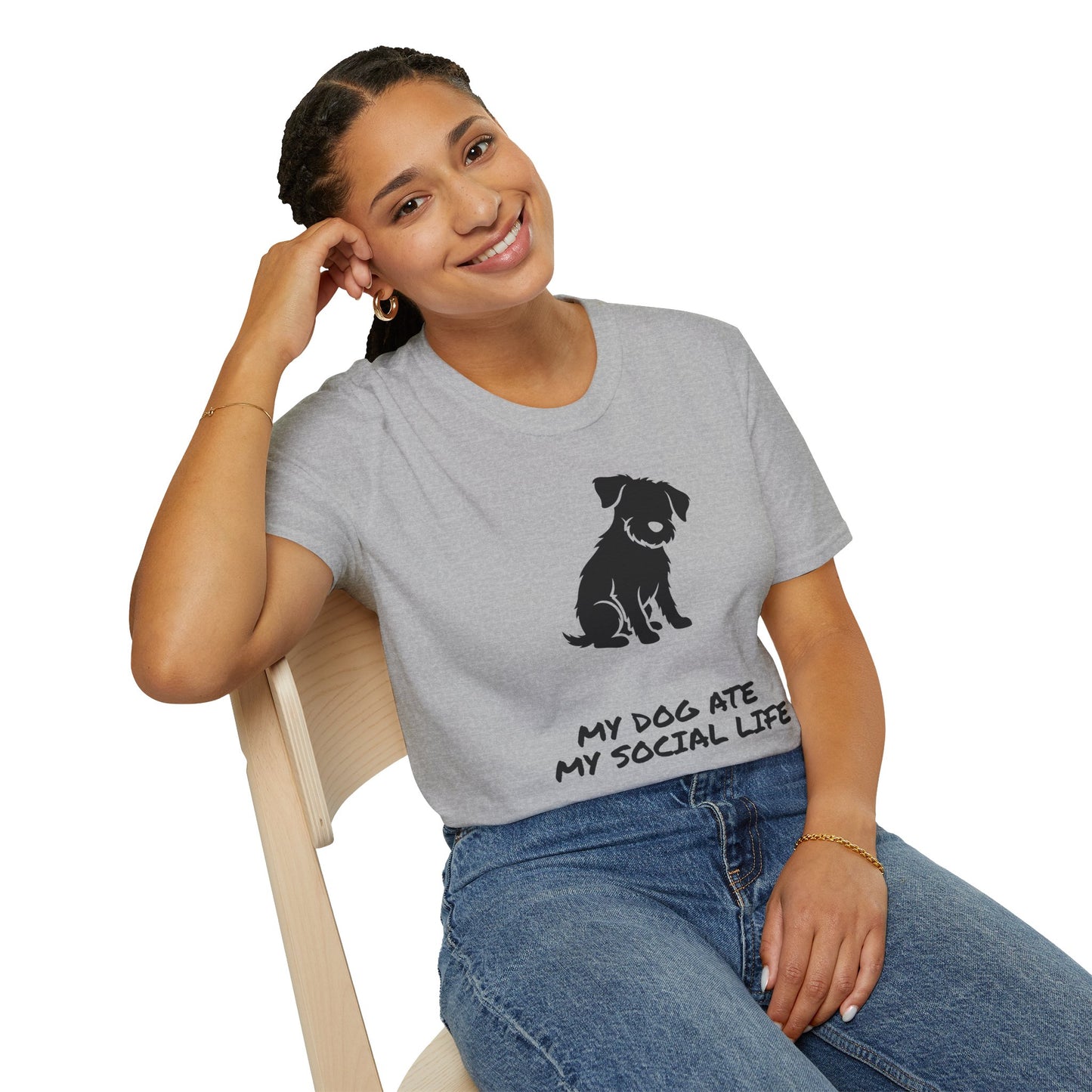 Dog Silhouette T-Shirt — "My Dog Ate My Social Life" Cute Pet Lover Tee