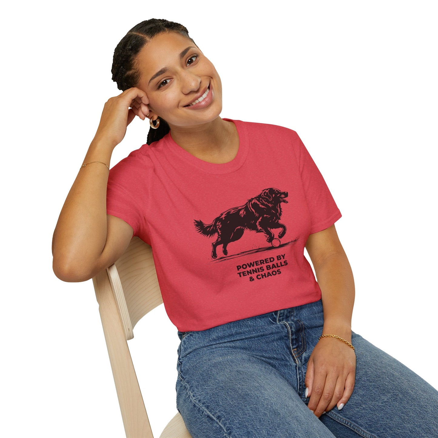 Retriever T‑Shirt — "Powered by Tennis Balls & Chaos" Graphic Tee
