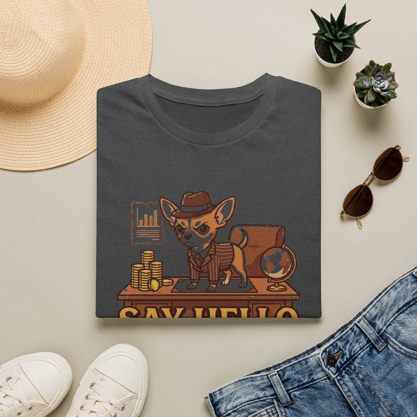 Chihuahua Boss Graphic T-Shirt — "Say Hello to My Little Friend"