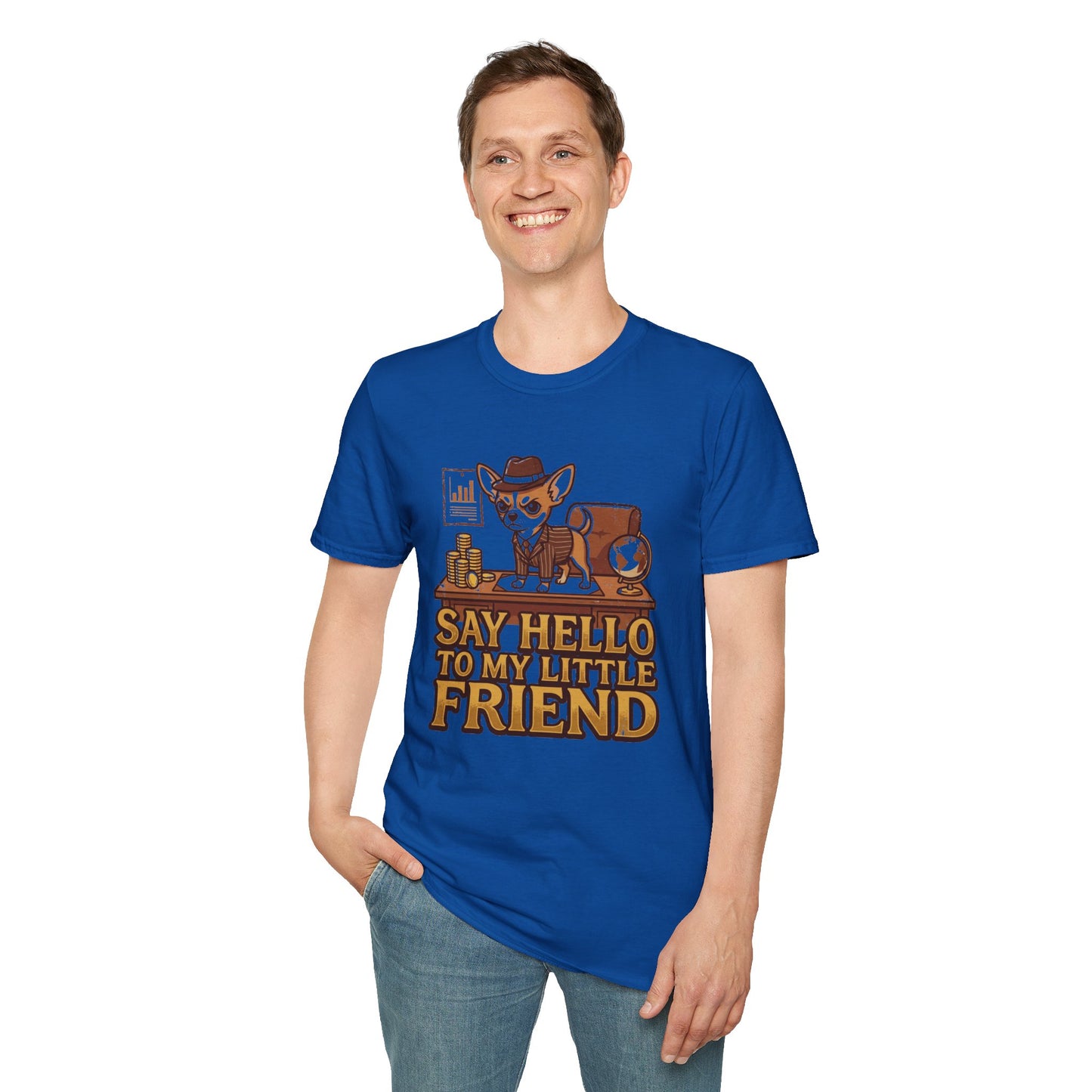 Chihuahua Boss Graphic T-Shirt — "Say Hello to My Little Friend"