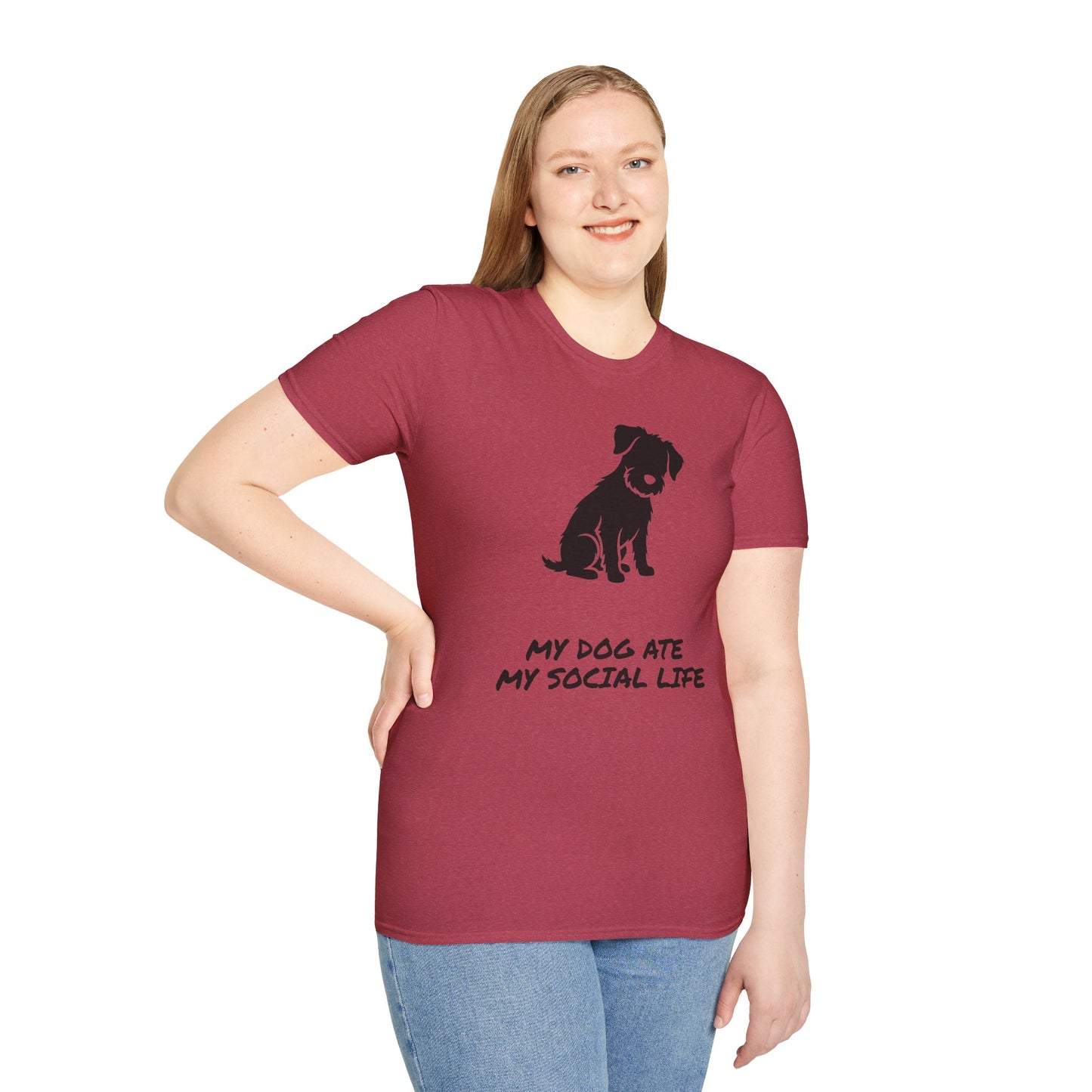 Dog Silhouette T-Shirt — "My Dog Ate My Social Life" Cute Pet Lover Tee