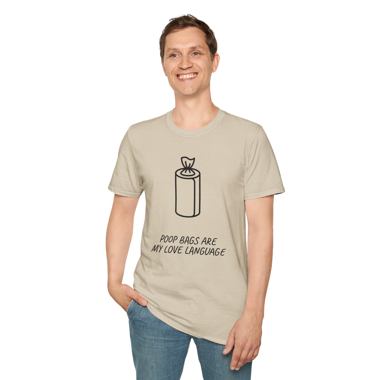 Poop Bags Are My Love Language T‑Shirt — Funny Dog Mom Pet Waste Bag Tee
