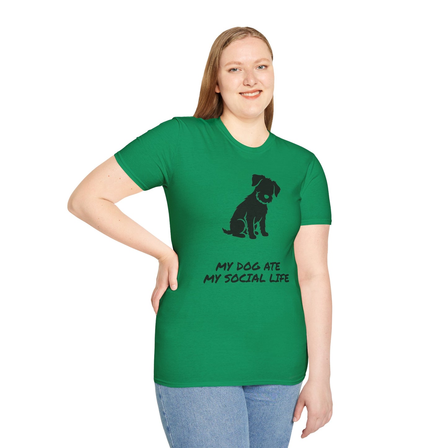 Dog Silhouette T-Shirt — "My Dog Ate My Social Life" Cute Pet Lover Tee