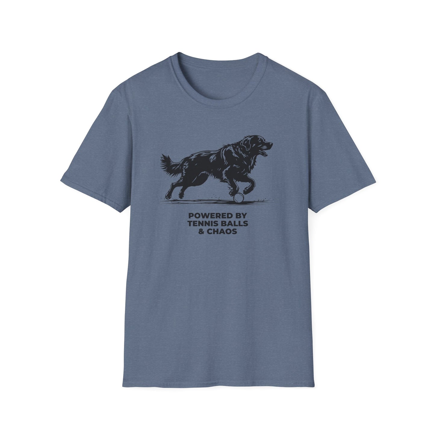 Retriever T‑Shirt — "Powered by Tennis Balls & Chaos" Graphic Tee