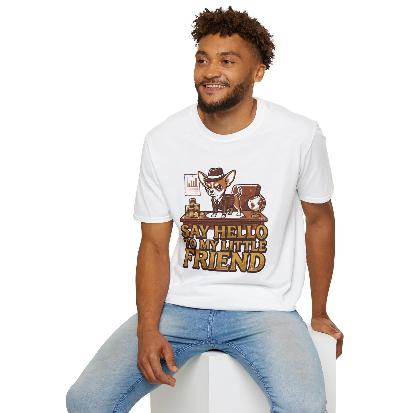 Chihuahua Boss Graphic T-Shirt — "Say Hello to My Little Friend"