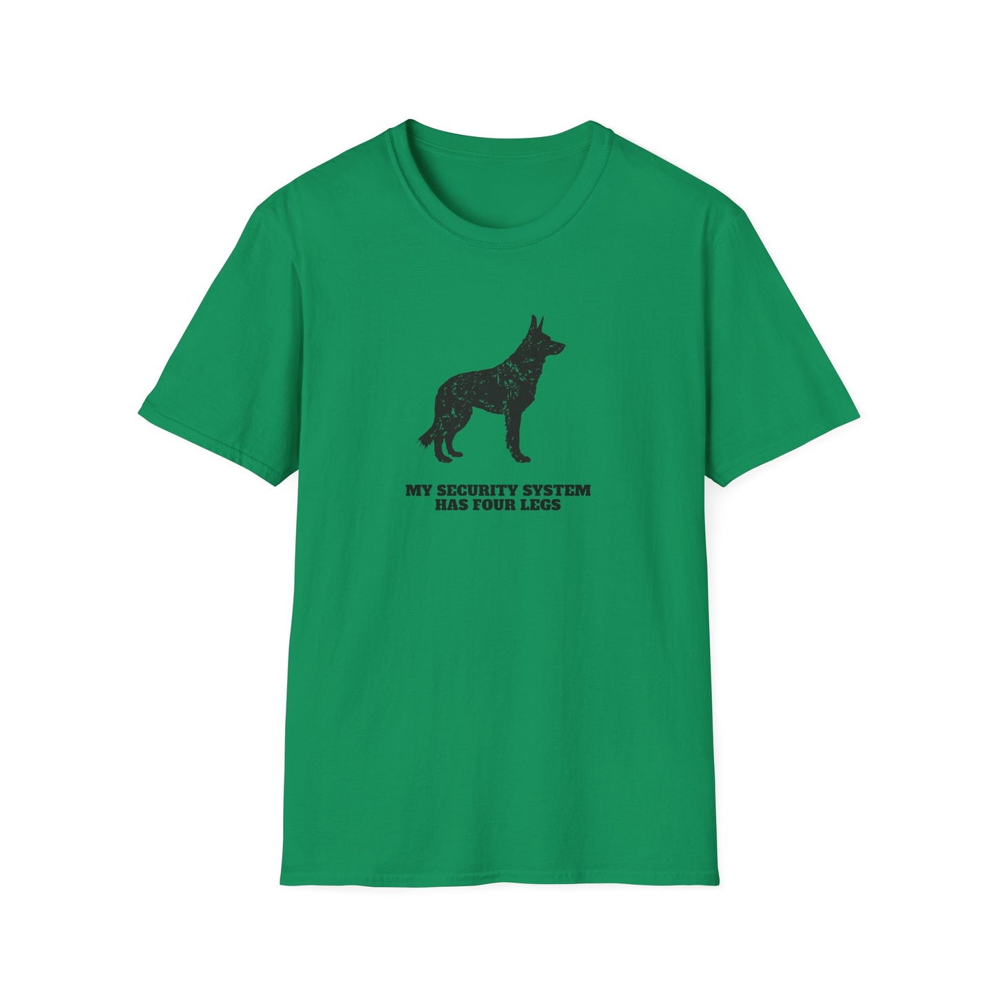 Dog Security T-Shirt — “My Security System Has Four Legs” Graphic Tee