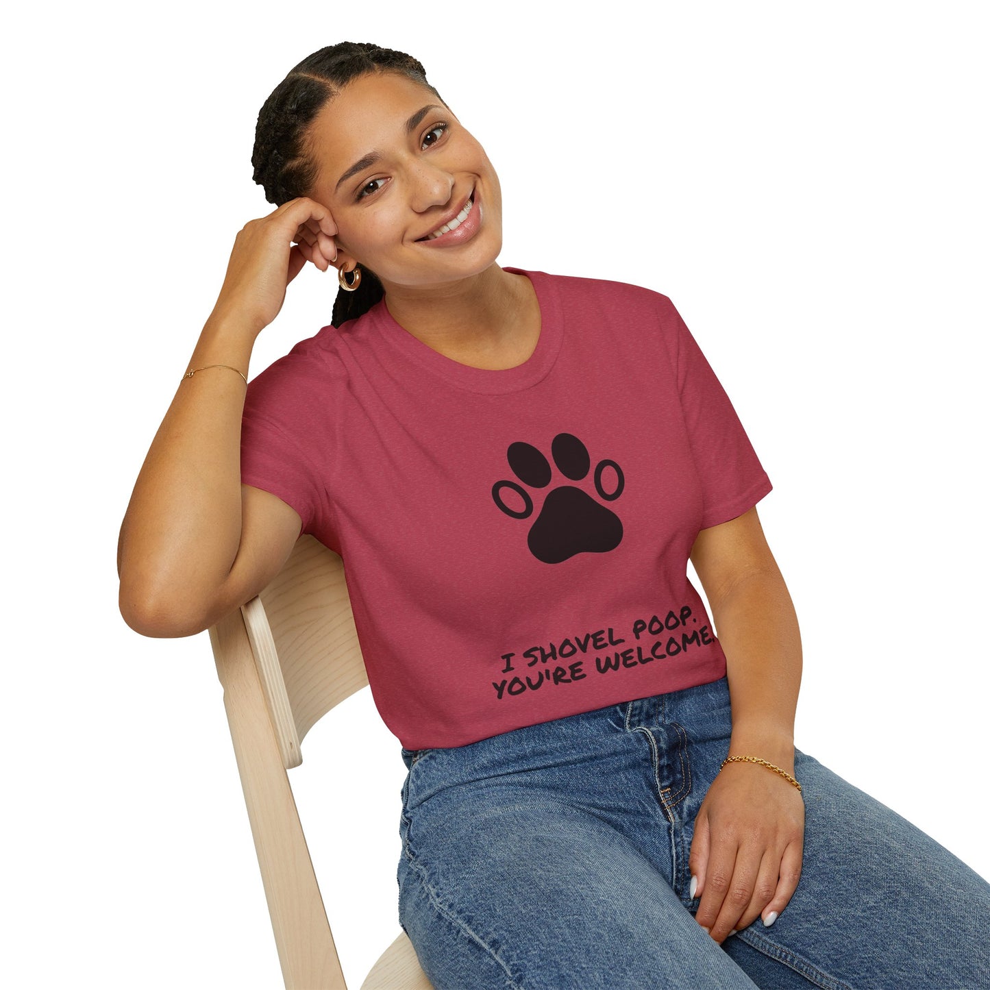 Paw Print T-Shirt — "I Shovel Poop, You're Welcome" Dog Lover Tee