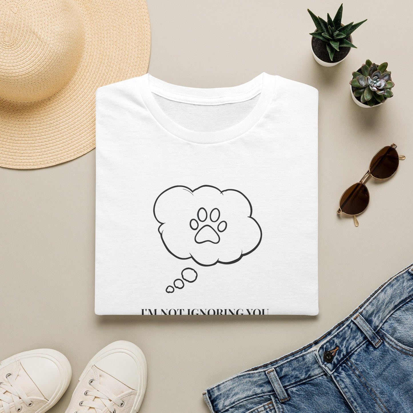 Pet Lover T-Shirt — "I’m Not Ignoring You I’m Thinking About My Dog" Paw Thought Bubble